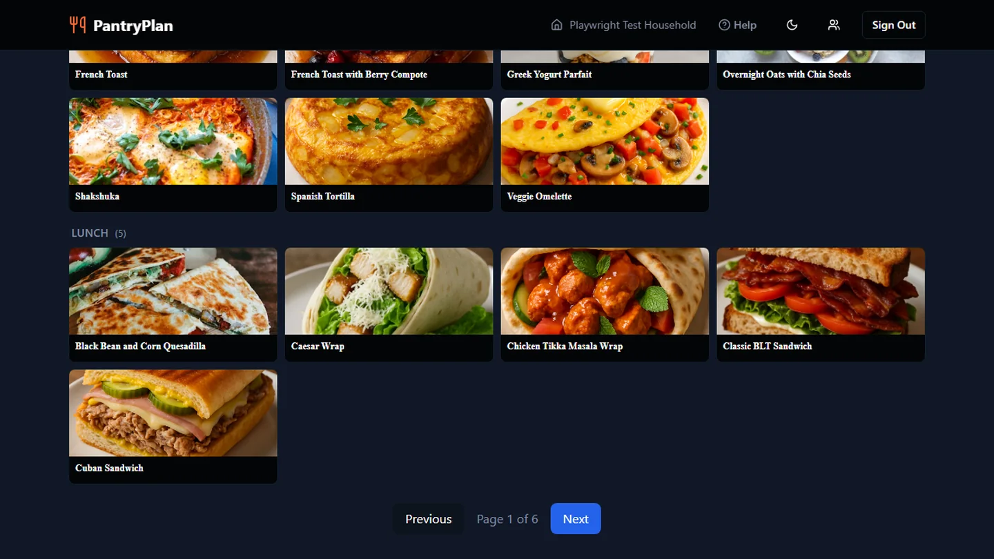 PantryPlan — the recipe menu generated from what the pantry already holds