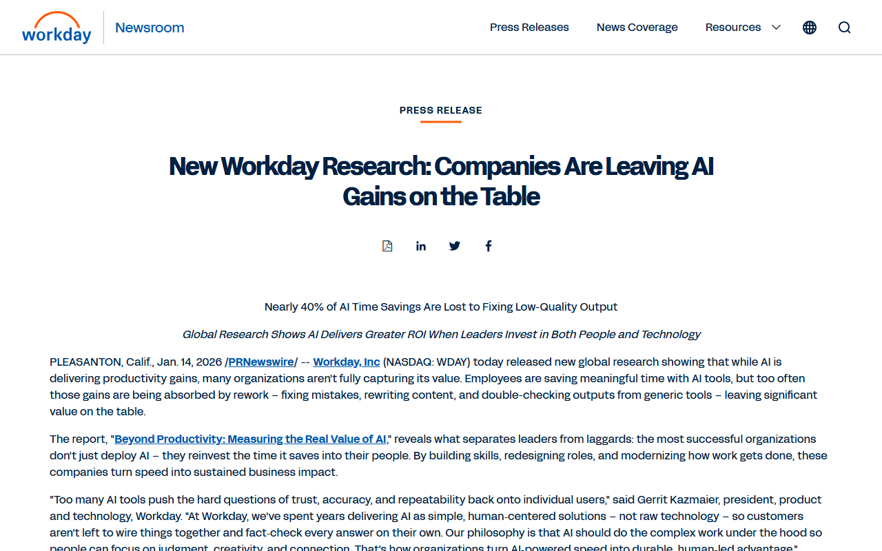 Workday newsroom Beyond Productivity research release