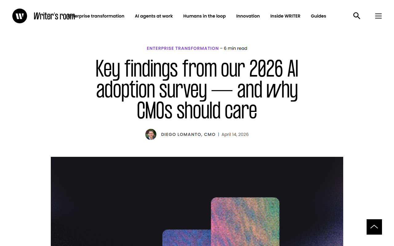 WRITER 2026 AI adoption survey: 97% of enterprises deployed AI agents, 29% see returns