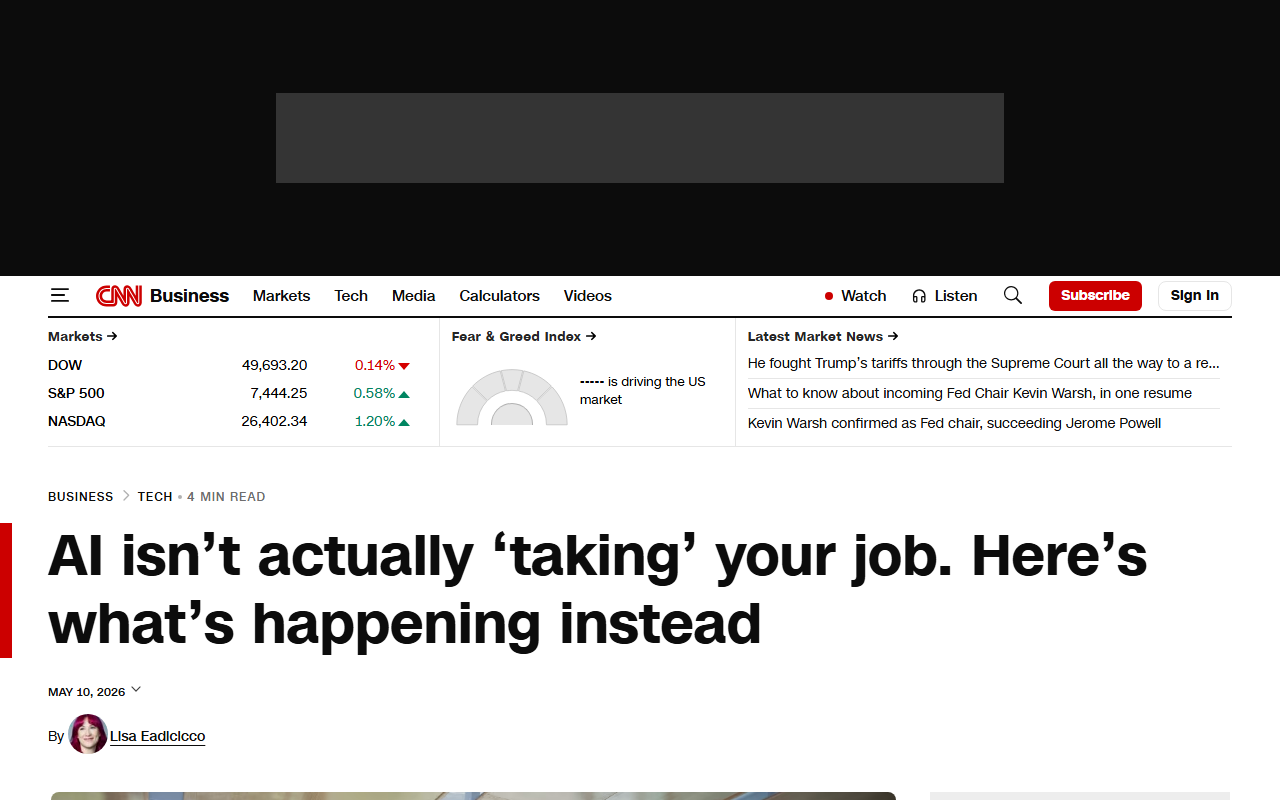 CNN coverage of how AI is taking the entry-level rung of the career ladder