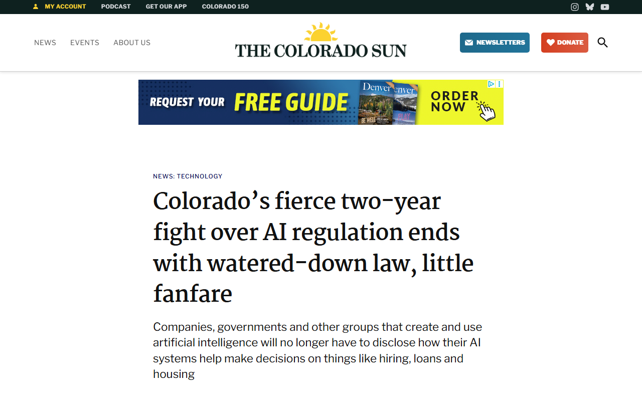Colorado Sun coverage of SB 26-189 passing the Colorado legislature