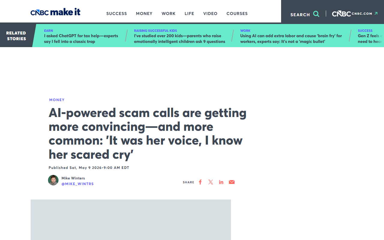 CNBC coverage of AI voice scam calls
