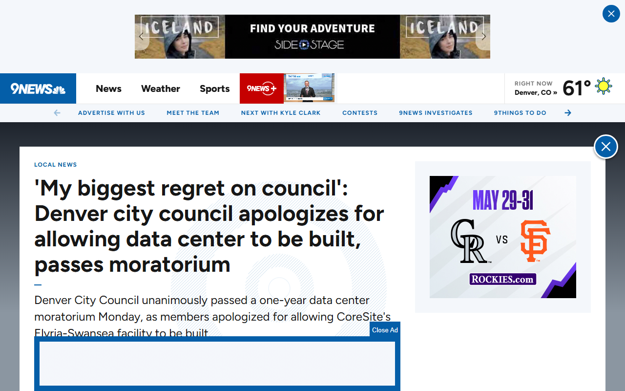9News coverage of Denver City Council apology and unanimous data center moratorium