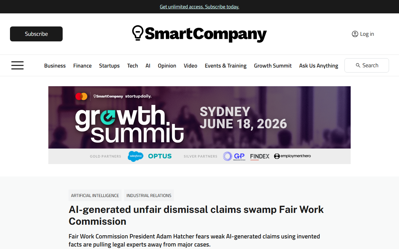 Australian Fair Work Commission caseload tops 55,000 as AI-generated unfair dismissal claims surge