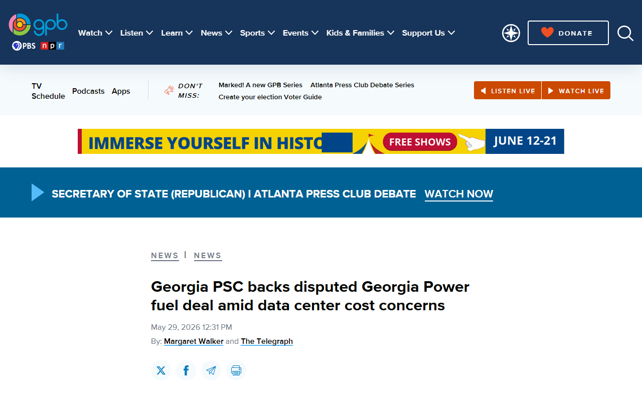 Georgia PSC votes to cut Georgia Power bills $50/year effective June 1 but data center cost gap on gas pipelines and solar PPAs unresolved