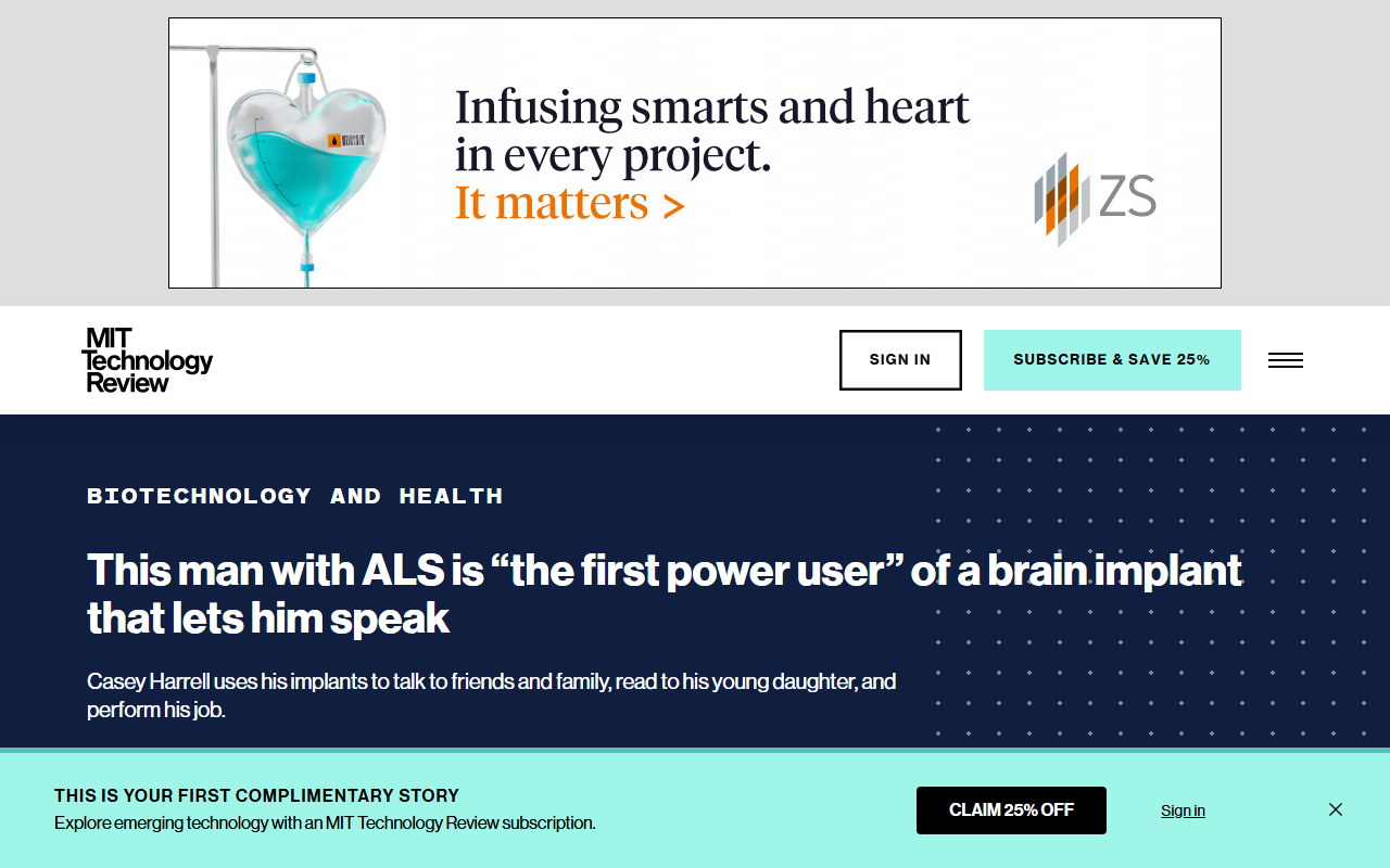 MIT Technology Review report June 15 2026 Casey Harrell ALS first power user of speech brain implant 3800 hours at home 22.6 months UC Davis Sergey Stavisky David Brandman Nature Medicine 99 percent accuracy 125000 word vocabulary