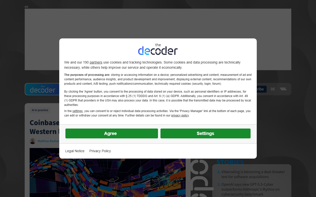 The Decoder June 2026 Coinbase joins the rush to Chinese AI models as Western labs face a pricing stress test CEO Brian Armstrong says Coinbase cut AI spending in half while token usage climbed using an automatic router that picks the cheapest capable model per request leaning on Chinese open models GLM 5.2 and Kimi 2.7 caching hit rate rose from 5 to 60 percent 91 percent of developers never exceeded limits Lindy switched to DeepSeek v4 Snowflake testing Chinese models price war between OpenAI and Anthropic