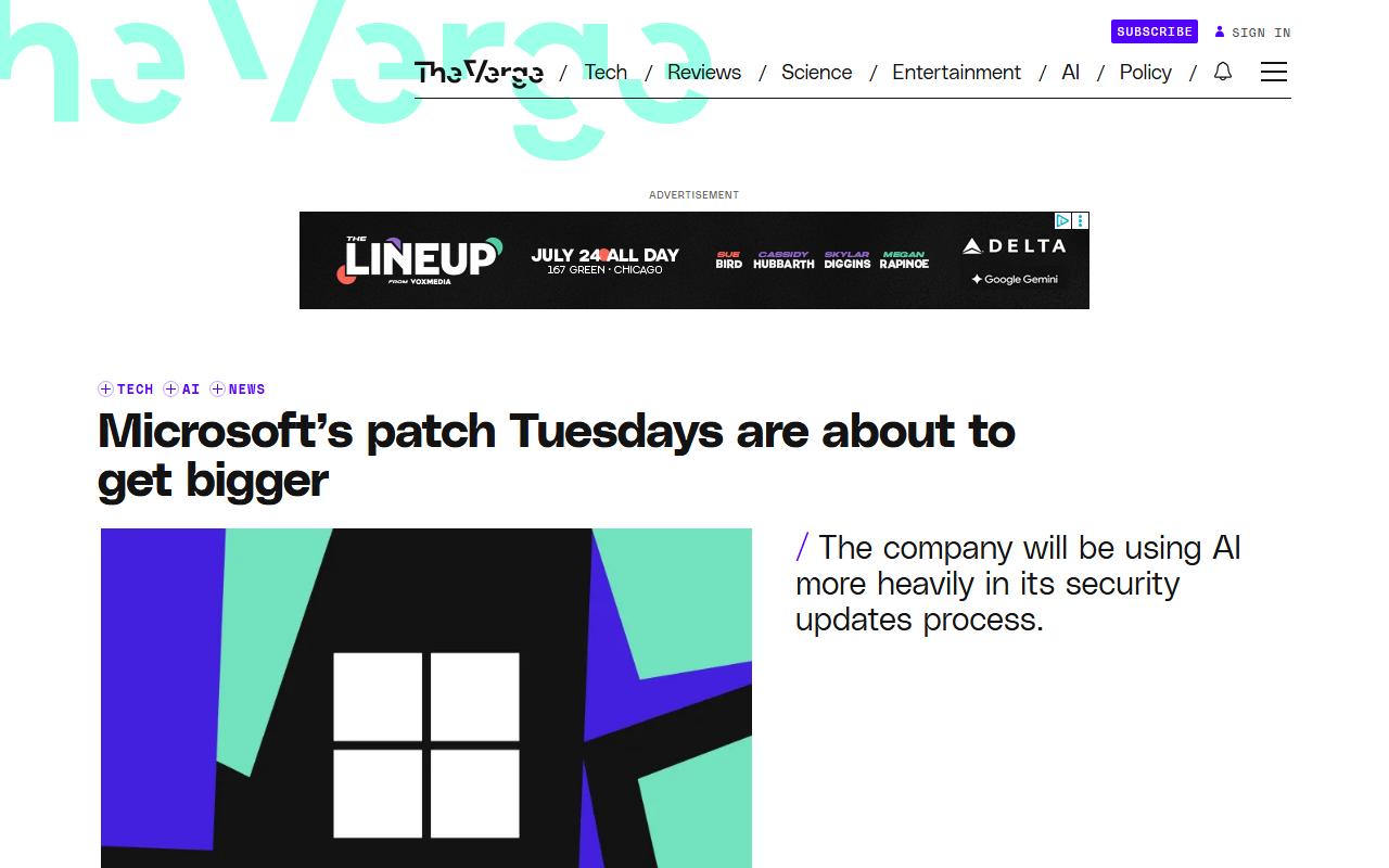 The Verge report July 9 2026 Microsoft discloses MDASH multi-model agentic scanning harness AI finding vulnerabilities in Windows binaries validated across multiple models human engineers confirm fixes warning customers will see higher volume of security updates June Patch Tuesday record roughly 200 vulnerabilities on pace to break annual vulnerability record