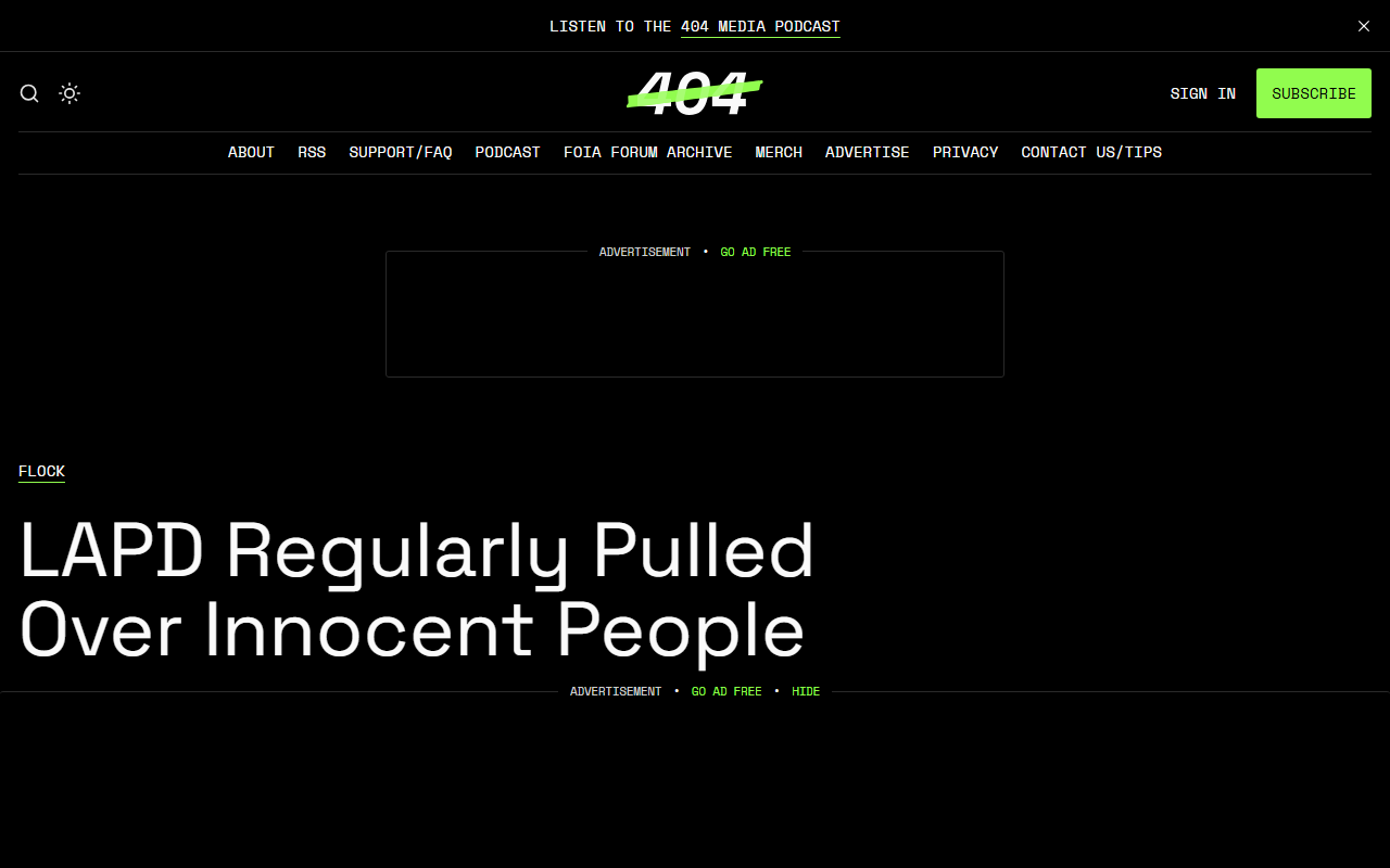 404 Media report July 2026 LAPD Office of the Inspector General audit found 161 alerts where officers confirmed the license plate reader matched correctly but the vehicle was not stolen during August to September 2025 stale hot list from other jurisdictions 337 alerts recovered genuinely stolen vehicles 210.5 million plate reads LAPD disconnected 138 Flock Safety cameras Police Commission takes up findings